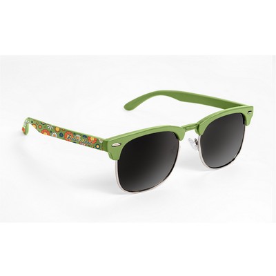 Club Sunglasses Solid Color Frame and Full Outer Arm Decor